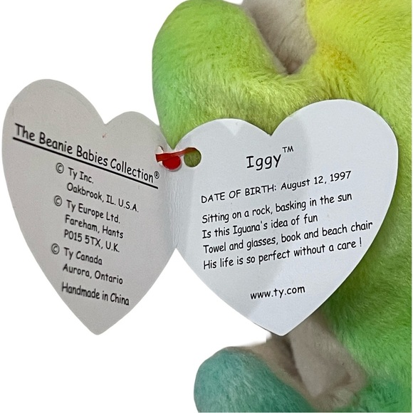 Rare Mint Condition Original Rainbow Chameleon TY Beanie Baby W/Iggy Tag Error - Picture 5 of 7